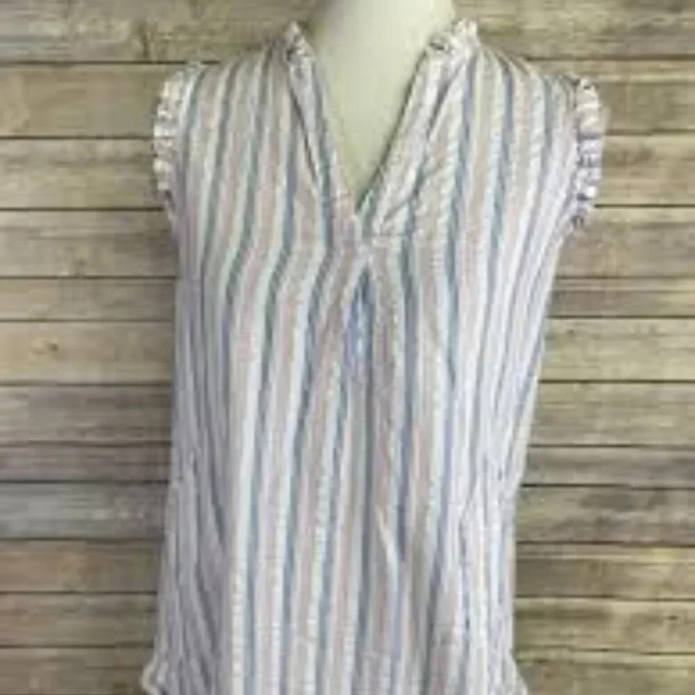 For Cynthia women’s sleeveless‎ striped blouse size Medium